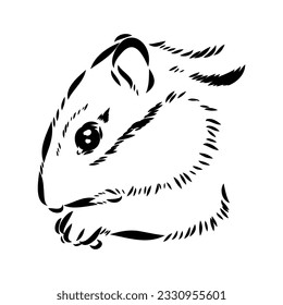 Hand drawn chipmunk. Black and white vector illustration in retro style