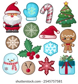 Handgezeichnete Weihnachten dekorative Element Kollektion Vektorsatz
