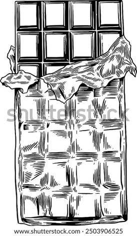 Hand drawn Chocolate Bar with Wrapper Sketch Illustration