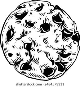 Hand drawn Chocolate Chip Cookie Sketch Illustration