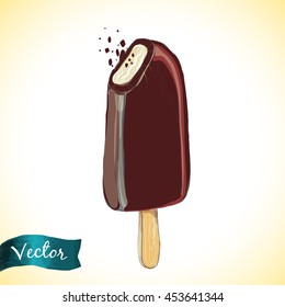 Hand drawn chocolate ice cream vector illustration cartoon style