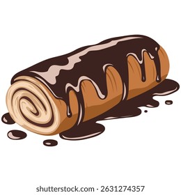 Mão desenhada sobremesa de massa de chocolate ilustração vetor isolado no fundo branco