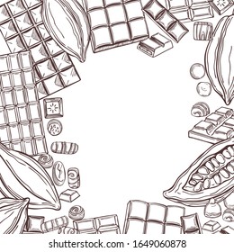 Hand drawn chocolate set. Vector background.  Sketch illustration