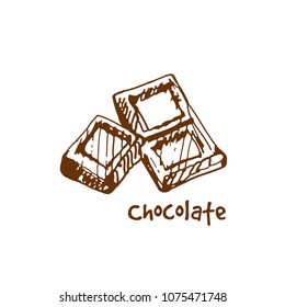 Hand drawn chocolate. Sketch, vector illustration.