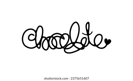 Hand drawn Chocolate text , black isolated silhouette