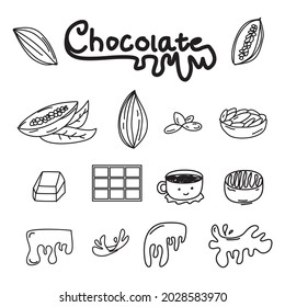 hand drawn chocolate and chocolate vector set