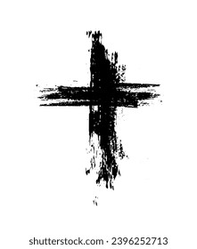 Hand drawn christian cross signs. Brush painted black icons. hand drawing. Not AI. Vector illustration