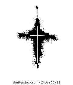 Hand drawn christian cross signs. Brush painted black icons. hand drawing. Not AI. Vector illustration