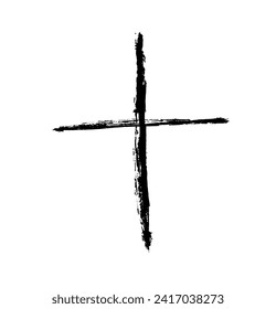 Hand drawn christian cross signs. Brush painted black icons. hand drawing. Not AI. Vector illustration