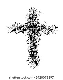 Hand drawn christian cross signs. Brush painted black icons. hand drawing. Not AI. Vector illustration