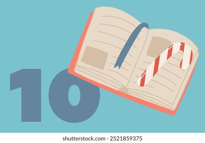 Navidades dibujadas a mano Calendario de Adviento 10 de diciembre Ilustración vectorial