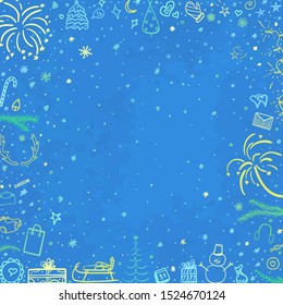 Hand drawn christmas background. Abstract chalkboard. Sketchy background with holiday elements