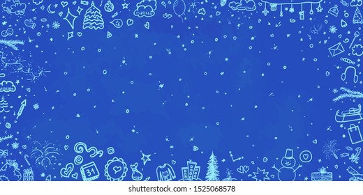 Hand drawn christmas background. Abstract sketchy background with holiday elements