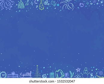 Hand drawn christmas background. Abstract chalkboard. Sketchy background with holiday elements