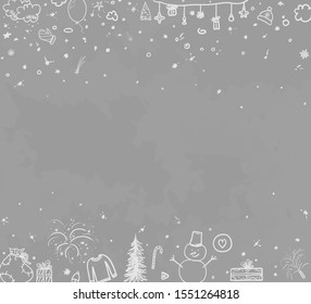 Hand drawn christmas background. Abstract chalkboard