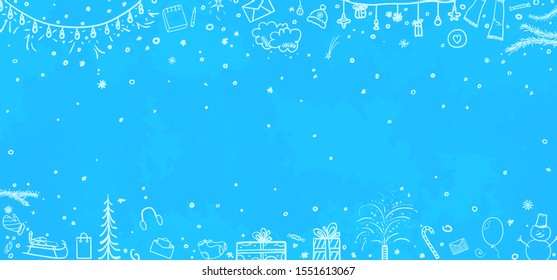 Hand drawn christmas background. Abstract xmas chalkboard