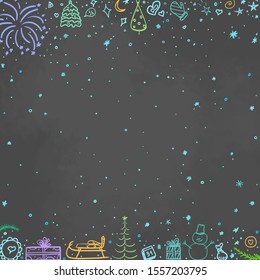 Hand drawn christmas background. Abstract xmas chalkboard