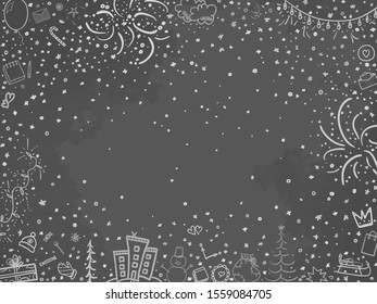 Hand drawn christmas background. Abstract chalkboard