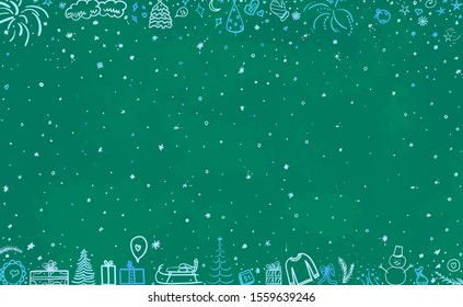 Hand drawn christmas background. Abstract chalkboard. Happy New Year