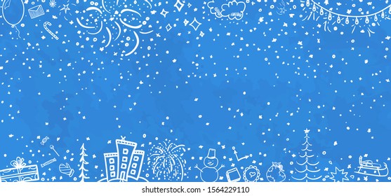 Hand drawn christmas background. Abstract christmas chalkboard. Sketchy background with xmas elements