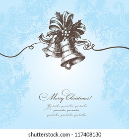 Hand drawn Christmas background with bell