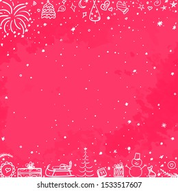 Hand drawn christmas background. Happy New Year. Sketchy background with holiday elements