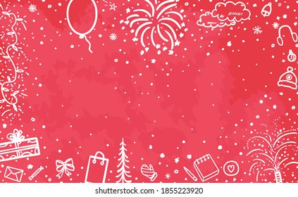 Hand drawn christmas background. Happy New Year. Sketchy background with holiday elements