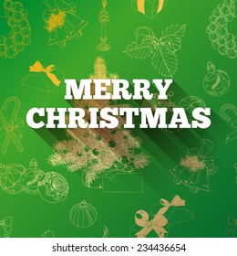 Hand drawn Christmas background. Vector Christmas Illustration.