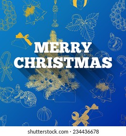 Hand drawn Christmas background. Vector Christmas Illustration.