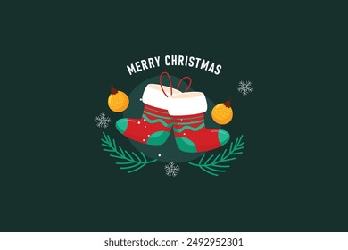 Hand drawn christmas badges design editable background