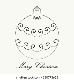 Hand drawn Christmas ball for adult anti stress Coloring Page. Isolated on white background. Vector monochrome sketch. Eps 8.