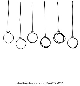 Hand drawn christmas ball collection isolated on white background. New Year vector balls sketch, ink doodle xmas bauble icons or holiday toys engraving illustration doodle style