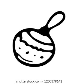 Hand drawn christmas ball doodle. Sketch winter icon. Decoration element. Isolated on white background. Vector illustration.