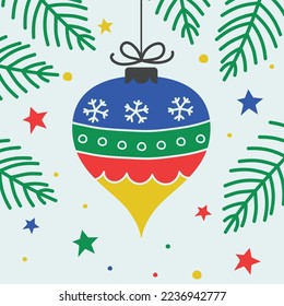 Hand drawn Christmas ball. Vector illustration