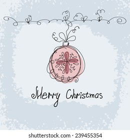 hand drawn christmas ball vector.  winter holiday background