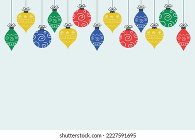 La mano dibujó bolas de Navidad. Diseño de una tarjeta de felicitación. Ilustración del vector