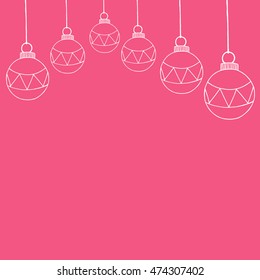 Hand drawn christmas balls on pink background