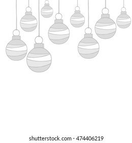 Hand drawn christmas balls on white background