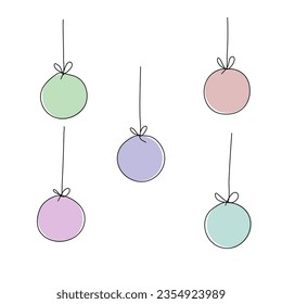 Hand drawn Christmas balls, vector illustraion.