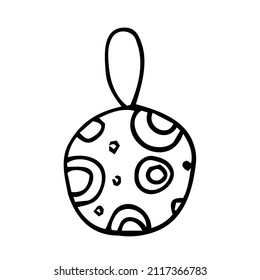 Hand drawn Christmas bauble. Tree toy, ball. New year or Christmas design element. Doodle style. Black and white vector illustration.