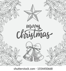 hand drawn Christmas bell with typography