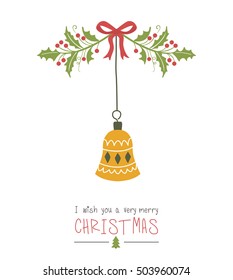 Hand gezeichnete Weihnachtsglocke Vektor. Gute Neujahrsgrafik.