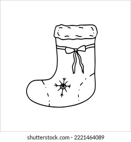 Hand drawn Christmas boot. Doodle vector illustration