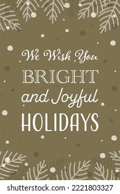Hand drawn Christmas branches - greeting card. Vector illustration