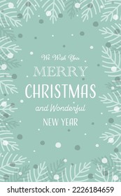 Hand drawn Christmas branches - greeting card. Vector illustration
