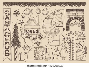 Hand drawn Christmas brown elements B