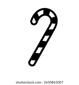 Hand drawn Christmas candy cane sketch on white background. Candy cane illustration. Striped candy cane illustration.