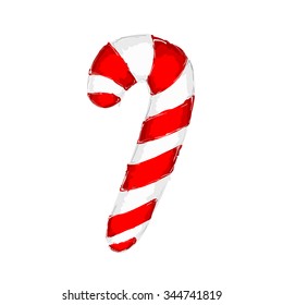 Hand drawn christmas candy cane on white background