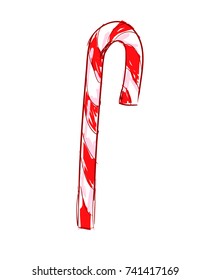 Hand drawn christmas candy cane vector illustration