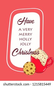Hand drawn Christmas card. Merry Christmas and New Year typography. Cute holidays greeting card, invitation, poster and templates. Vector illustration.
